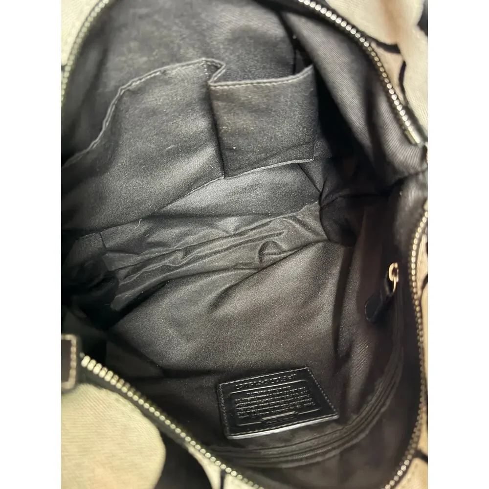 Coach Signature Canvas Shoulder Bag Black Gray Monogram Crossbody Purse Classic - Picture 8 of 15